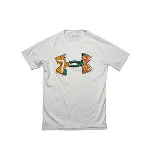 Under Armour Youth T Shirt White Graphic Print Short Sleeve Tee YMD M